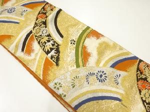 アンティーク　波に花模様織出し袋帯（材料）